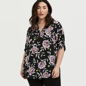 Harper Black Floral Georgette Pullover Tunic